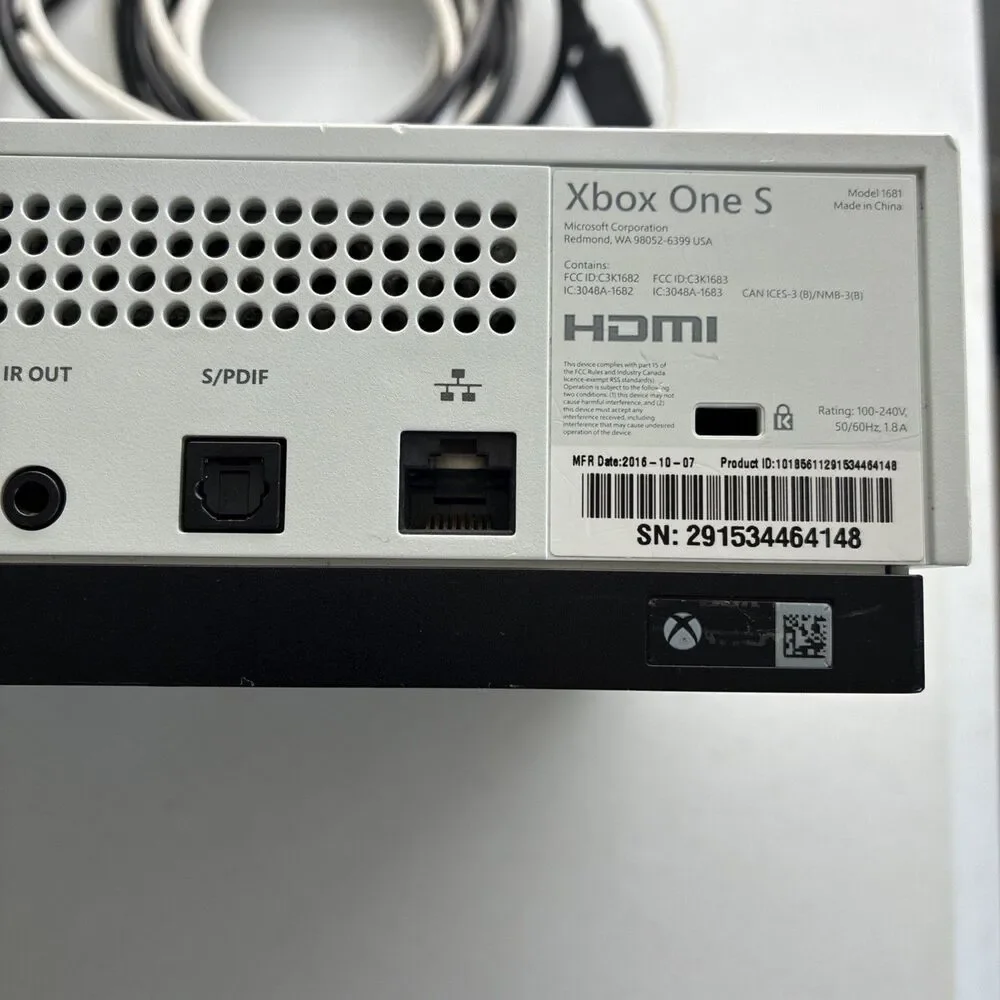Microsoft Xbox One S Console - White For Parts Or Repair HDMI PORT